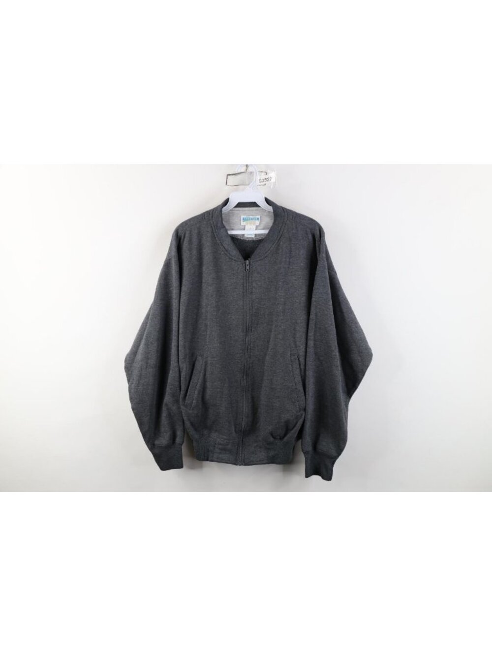 Vintage 90s Streetwear Mens Small Faded Blank Sweatshirt Bomber Jacket Swacket
